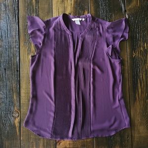 🍁 2 for $20| H&M Flutter Sleeve Purple Blouse